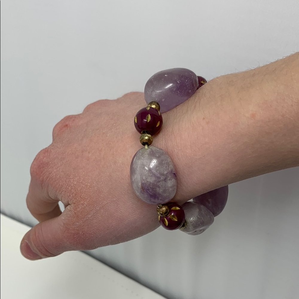 Purple and Wine Colored Beaded Bracelet